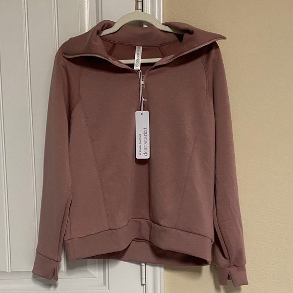 Dear Scarlett Tops - NWT- Dear Scarlett Dusty Rose Quarter-Zip Sweatshirt, Sz M